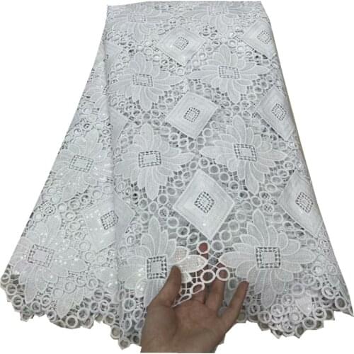 SJ Lace African Lace Fabric 2021 High Quality Lace White Milk Lace Nigerian Lace Fabric France Guipure Cord Lace Fabric SewingJ2