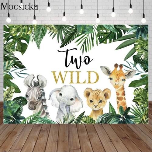Mocsicka Wild One Photography Backdrop Jungle Safari Animal Baby Shower Birthday Party Photo Studio Backdrop Decor Banner Props