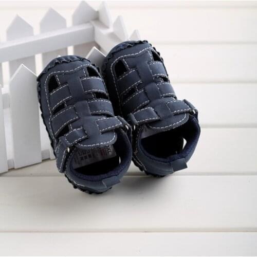 Fashion summer baby toddler boy solid color rubber sole shoes T-type tied soft shoes non-slip shoes childrens shoes