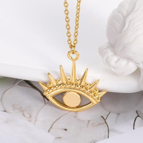 Fashion Punk Necklace for Women Men Gold Silver Color Stainless Steel Eye Devil Choker Couple Pendant Chain Luck Statement Gift