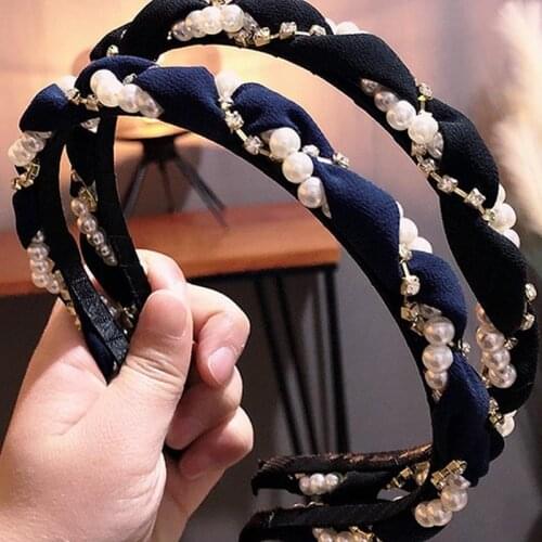 Fashion Women Hair Accessories Elegant Pearls Simple Hairbands Sweet Headband Hair Hoops Holder Ornament Bezel Women Turban 2021