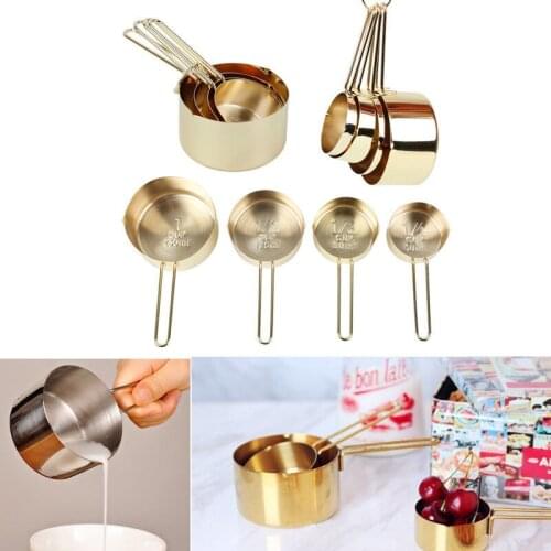 4Pcs Stainless steel Measuring Cups Set Luxury Copper Plated Kitchen Measuring Tools For Baking Coffee Tea Cuchara dosificadora