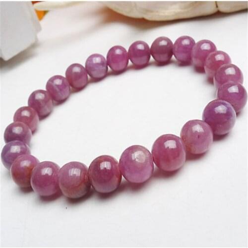 Wholesale 8mm Genuine Natural Gems Stone Rose Red Crystal Round Beads Stretch Charm Bracelets Femme