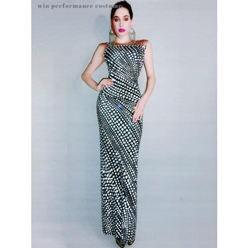 Custom Vestido Original Design Crystal Dress Formal Elegant Evening Wear Sequins and Big rhinstones Robe AnniversaryMermaid Prom