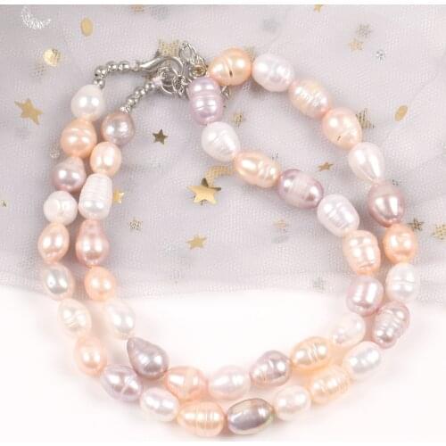 8-9mm 46cm Natural Freshwater Rice Pearl Beads Chokers Necklace Jewelry for Women 2021 Gift New Fashion