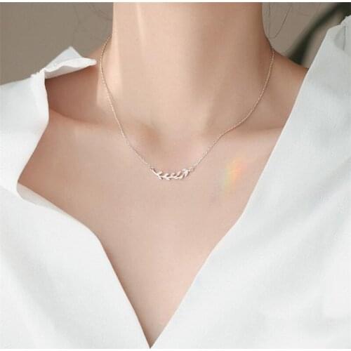 Trendy Crystal Olive Branch Pendant Necklace For Women Jewelry Fashion Silver 925 Girls Choker Necklace Accessories Lover Bijou