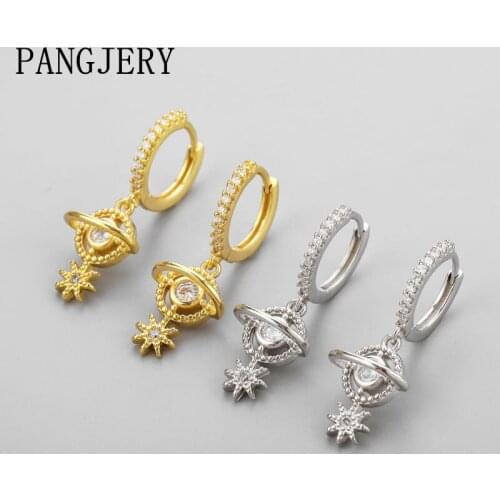 PANGJERY 925 Sterling Silver Earrings for Women INS Fashion Exquisite Creative Romantic Galaxy Flowers Party Fine Jewelry Gifts