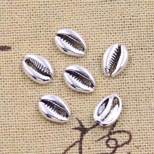 50pcs Charms Bohemian Conch Cowrie Shell 10x7mm Antique Silver Color Pendants DIY Craft Making Findings Handmade Tibetan Jewelry
