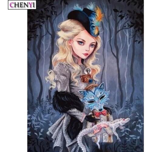 Full Diamond Embroidery Fox Mask Girl Diamond Painting Cross Stitch Diy Cartoon Mosaic Picture By Number Rhinestones Home Decor