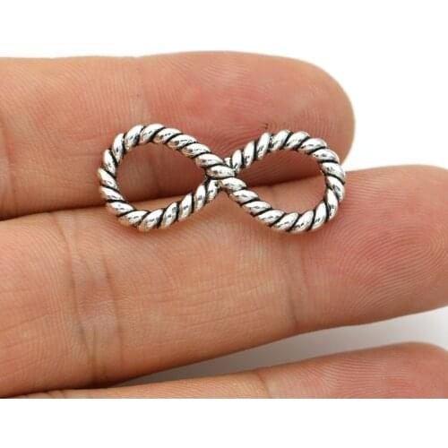 JAKONGO Antique Silver Plated Infinity Connectors for Jewelry Making Bracelet DIY Accessories 29x12mm 10pcs