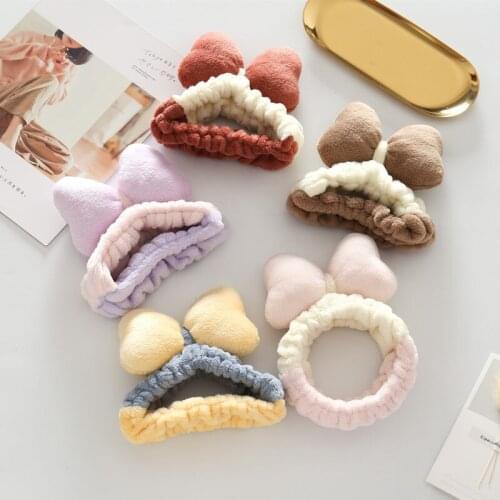 Cute Big Bow Hair Band Color Matching Elastic Hair Tie Womens Hair Band Wash Face Makeup Mask headdress Hair Accessories