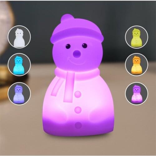 Snowman Silicone Night Light Remote Control Bedroom Eye Protection Sleep Light Colorful Night Lamp for Kids Rooms Children Gifs
