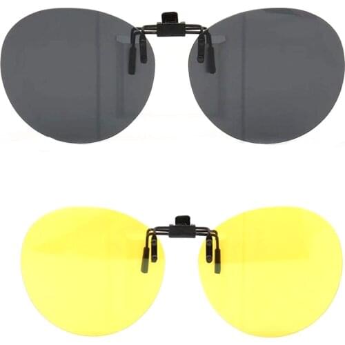 Women Round Polarized Clip on sunglasses flip up men fashion oval UV400 driving fishing night vision sunglasses clip on lenses