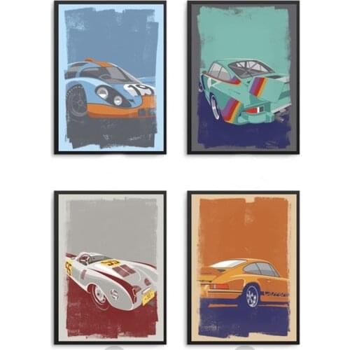 Modern Nordic Wall Painting HD Retro Fashion Car Art Prints Modular Picture Watercolor Poster Living Room Home Decoration Canvas