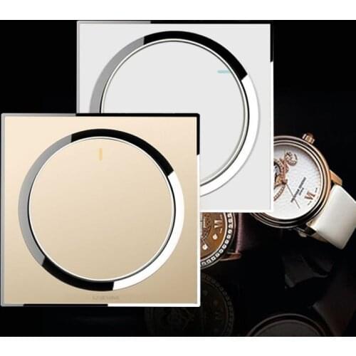 1 Gang 1 Way Wall Acrylic Panel Light Lamp Switch Home Button Panel Control 250V 10A Light Switch For Home Clubs White/Gold