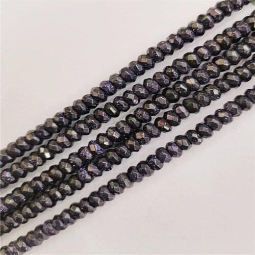 1 Strand 4x6mm Blue Sand Stone Facet Wheel Loose Beads DIY Fashion Jeawelry Making Accessories Unisex 15.5"