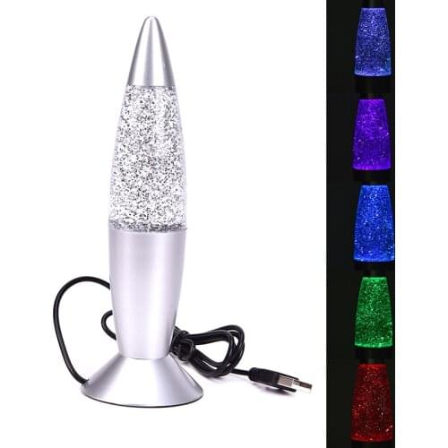 1PCS 3D Rocket Multi Color Changing Lava Lamp RGB LED Glitter Night Light Christmas New