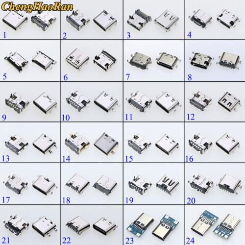10/12/15/24Models USB 3.1 Type C 6 12 24 Pin SMT Socket Connector Female SMD DIP For Huawei Samsung Lenovo PCB Design DIY