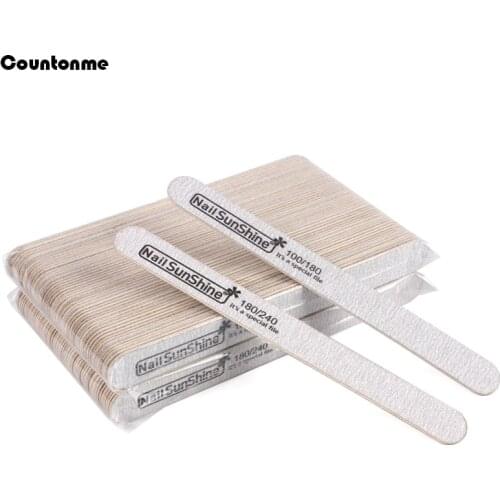 100 Pcs /Lot Thick Wooden Nail Files Double Sided Manicure Sandpaper Files Buffer 100/180/240 Emery Board Washable Stick