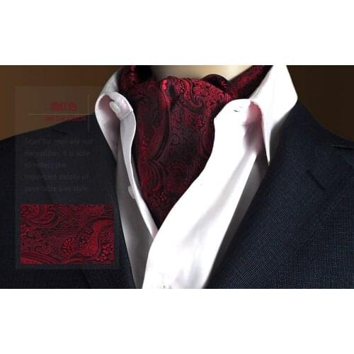 100pcs/lot Vintage Wedding Formal Mens Cravat Ascot Scrunch Self Ties/Polyester Silk Scarves Neck Tie Luxury Paisley Pattern