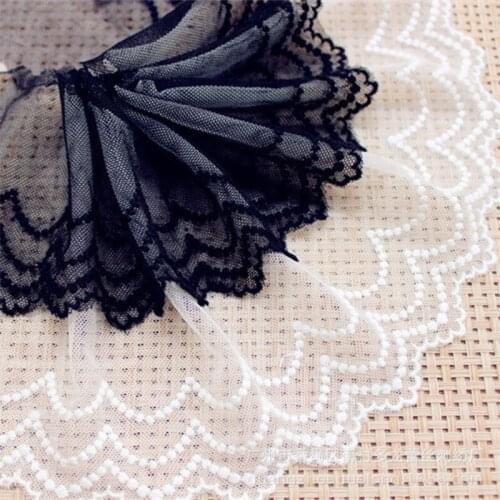 18 yards Embroidered tulle fabric lace trim edge for doll decoration and dress home textile sewing material DIY craft accessory