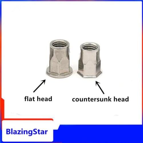 2/10pc M3 M4 M5 M6 M8 M10 M12 304 Stainless Steel Hex Hexagon Flat Head Countersunk Head Binding Rivet Nut Insert Rivnut Nutsert