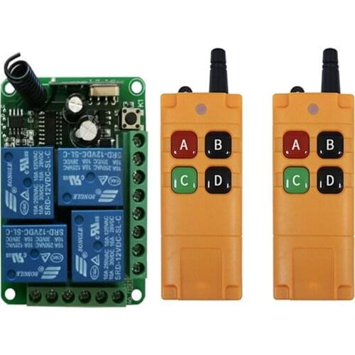 2000m DC12V 24V 4CH 4 CH Wireless Remote Control LED Light Switch Relay Output Radio RF Transmitter And 315/433 MHz Receiver