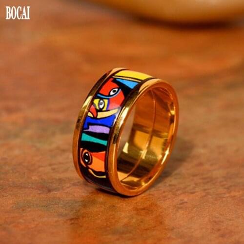 2020 new BOCAI Girl Series New Cloisonne Jewellery Fashion Enamel ring for Woman fashion woman ring