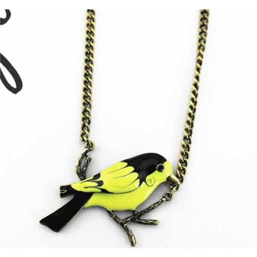 2020 Christmas gifts Antique style vintage enamel big bird pendant necklace autumn long sweater chain