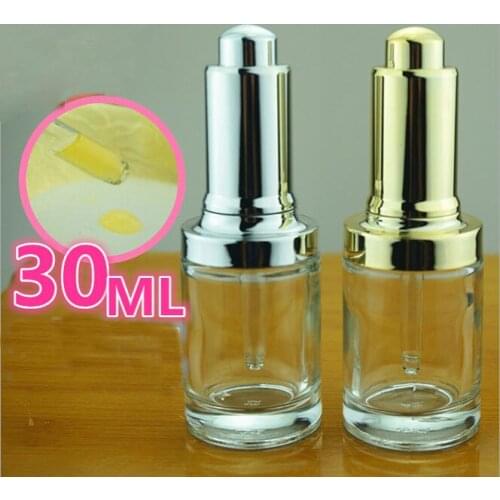 30ml Silver/golden essential oil bottle with UV plastic cap +glass dropper for cosmeticl packaging 200pcs/lot