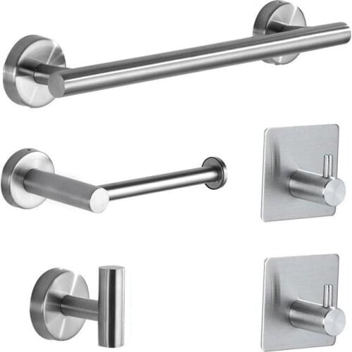 5pcs/lot Stainless Steel Towel Rack Set Paper Towel Rack Towel Hook Kitchen Bedroom Bathroom Hardware Kit
