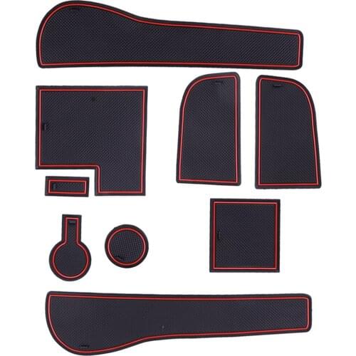 9Pcs Car Gate Slot Mat Non-slip Cup Holder Pad Rubber Fit for VW Golf 7 MK VII R GTI 2013 2014 2015 2016 2017 2018 2019