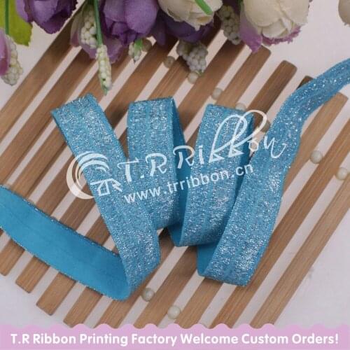 #90108 Glitter metallic thread FOE for hair tie bands, 5/8" glitter fold over elastic with metallic thread 100 yards/lot