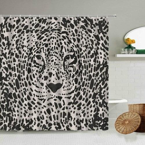 African Style Leopard Pattern Shower Curtain Wild Animal Print Bathroom Bathtub Home Decoration Gift Waterproof Curtains Screen