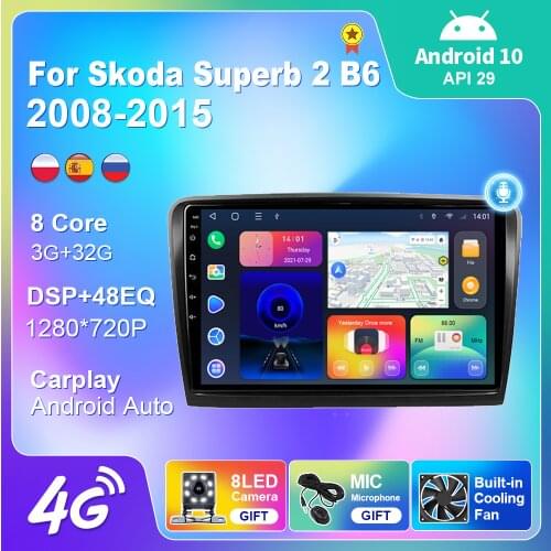 Car Multimedia Video Player For Volkswagen Skoda Superb 2 B6 2008-2015 Navigation GPS Stereo Auto 4G Carplay 2din Reverse Camera