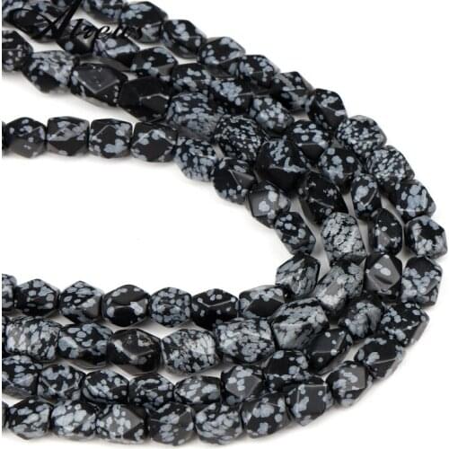 Atreus 10x12mm Black Flower Spots Stone Beads Irregular Faceted Square Natural Stone Bead Jewelry Making Beaded Material Supply