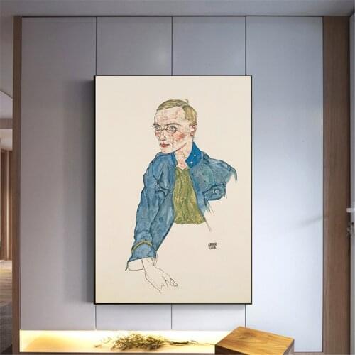 Egon Schiele Body Color Delineation Sketch Figure poster Home Decor Art Canvas Painting Modular Wall Pictures For Living Room