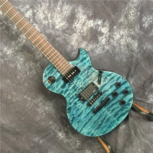 Electric guitar custom, blue quilted maple top blue color map. Good sound quality, hot guitar sales, free shipping