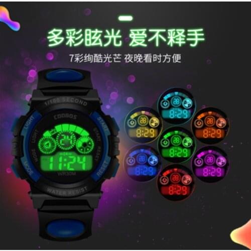 Electronic Children Watches Fashion Subtle Outdoor Multifunction Waterproof Luminous Alarm Clock Boy Student Sports Watch