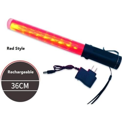 36CM Length Outdoor Rechargeable Traffic Baton Fire Control Fluorescent Rod LED Police Safety Command Stick