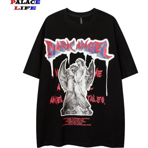 Men T Shirt Hip Hop 2021 Dark Streetwear Tshirt Evil Eye Print Harajuku Summer Short Sleeve T-Shirt Cotton Tops Tees Oversize