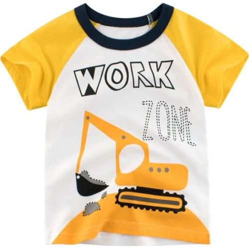 Boys Cartoon T-shirts Children Summer Short Sleeve T-shirt Tops 100% Cotton Clothing Kids Cartoon Truck T Shirt For Boys