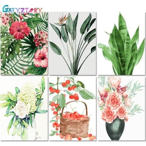 Gatyztory 60×75cm Painting By Numbers Flower Canvas Drawing Handpainted Kits Acrylic Paints Art Unique Gift Home Wall Decor