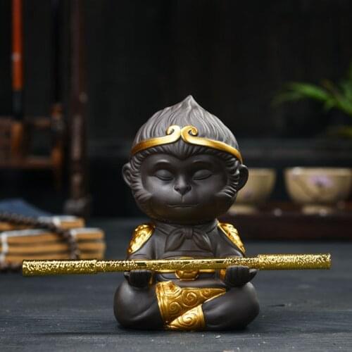Chinese Purple Clay Kung Fu tea Set Tea Pet Monkey King Tea Accessories for puer Oolong Tea Ceramic Ornaments Home Deco