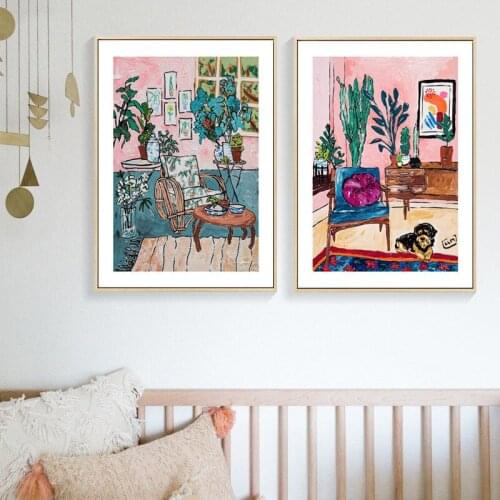 Cat Plant Living Room Niche Decorative Painting Decorative Painting CoreNordic Modern Minimalist Small Fresh Hand-painted Sofa