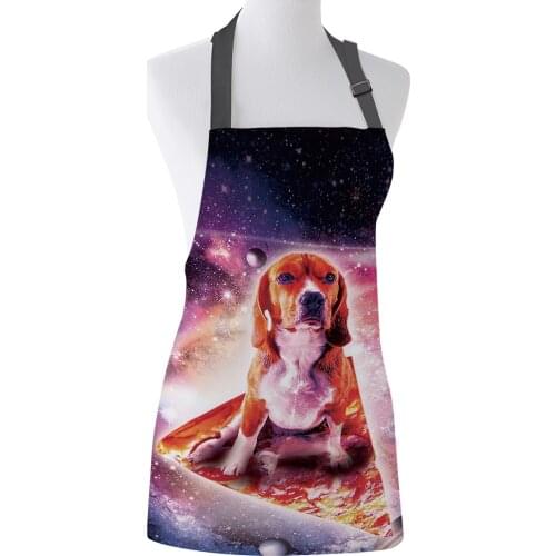 Space Dachshund Sitting On Pizza Print Apron Print Unisex Kitchen Bib with Adjustable Neck for Cooking Gardening