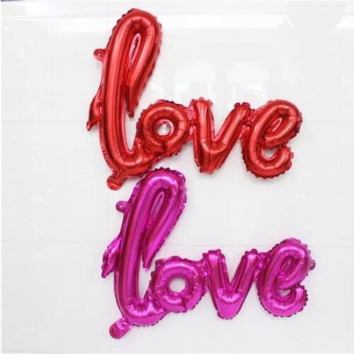 Ligatures LOVE Letter Foil Balloon Anniversary Wedding Valentines Party Decoration Balloon Red Rose red
