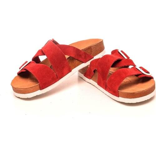 Moosefield Genuine leather New 2021 Summer fashion comfortable eva sole Front Open orthopedic non-slip hiking Women slippers