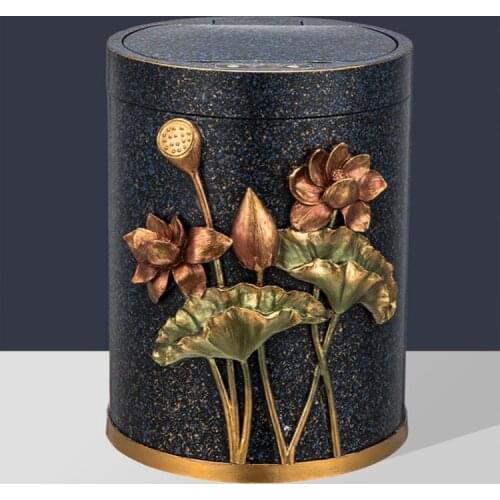 GY Retro Faux Wood Trash Can Induction Intelligent Creative Living Room Wastebasket Automatic Wooden Imitation Solid Wood