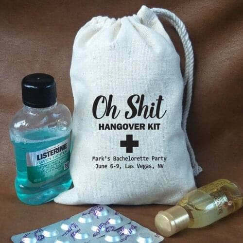 Oh Shit Kit Bags custom Hangovers kit bag bachelorette favor gift groomsman party survival kit bag recovery bags welcome bag